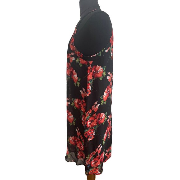 Betsy Johnson Black & Red Floral Print, Sleeveless, Lined Dress, Size 10 - Picture 3 of 10